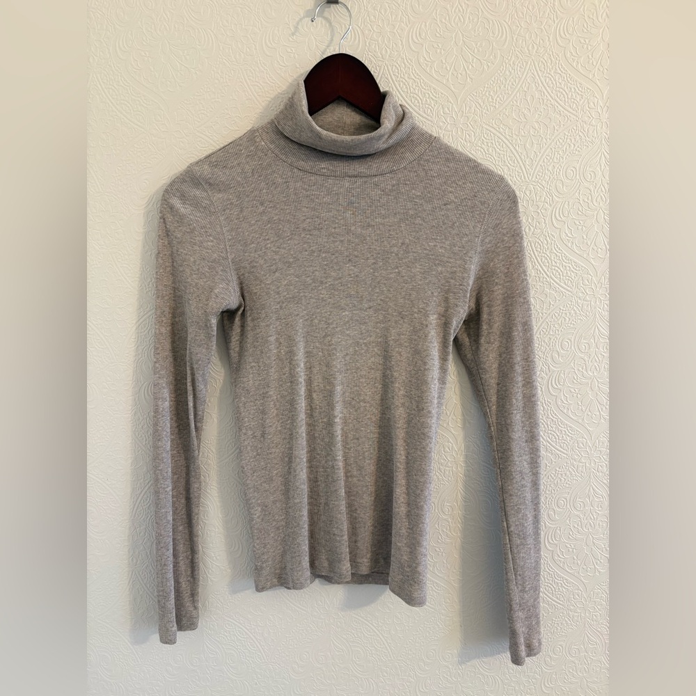 Everlane - THE LUXE RIB TURTLENECK - washed heathered beige  - XS